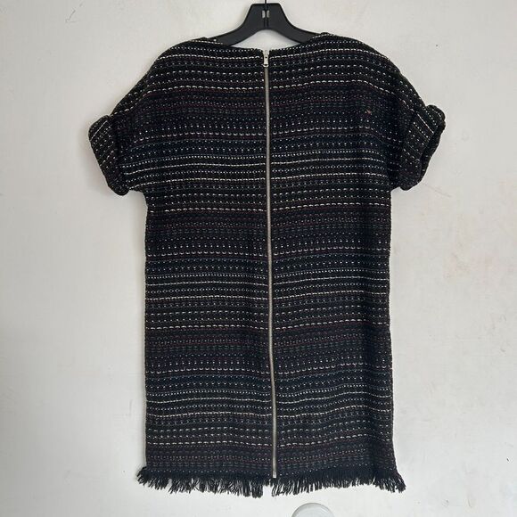 Zara Trafaluc Collection Short Sleeve Knit Stripe Sweater Fringe Dress Size XS - Picture 3 of 10